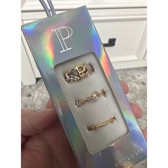 Anthropologie Set Of Three Stackable Monogram Rings Letter "P" New size 6 - Picture 3 of 4